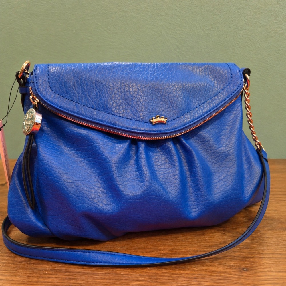 Juicy Couture JC Traveler Bag Womens OS Cobalt Blue Faux Leather Crossbody New